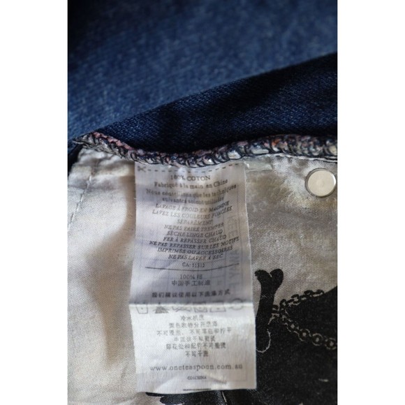 One X One Teaspoon Jeans Size 25 Distress Denim Flare Patched Frayed Grunge Emo - Picture 7 of 10
